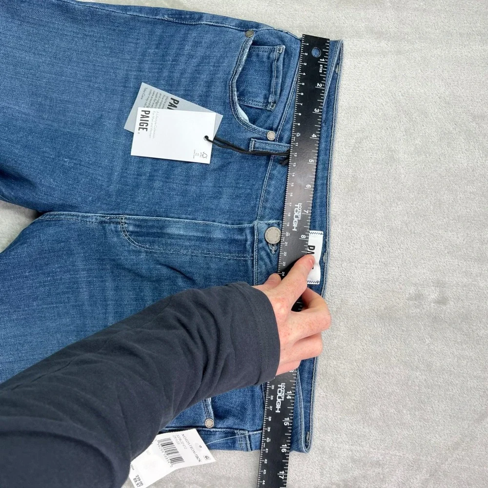 Paige Rory Crop Flare Jeans Womens 31 Zaylee Blue Stretch Raw Hem Denim New Nwt - Picture 10 of 15